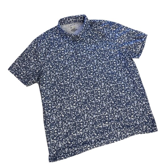 2XLT Men's APT. 9 Vintage White & Blue Floral Hawaiian Polo Excellent - Picture 7 of 7